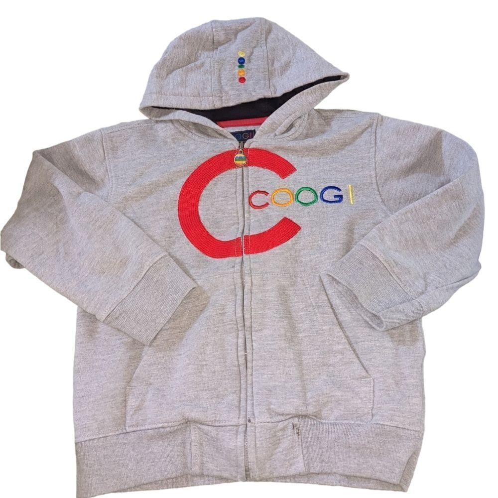 ‎Coogi gray zip up hoodie with rainbow embroidery